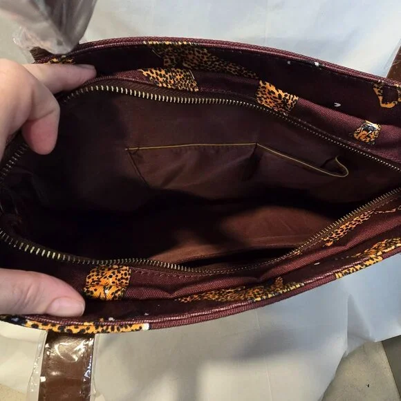 ModCloth Canvas Tote Leopard Purse Shoulder Bag NWT 16x13 - Picture 9 of 12